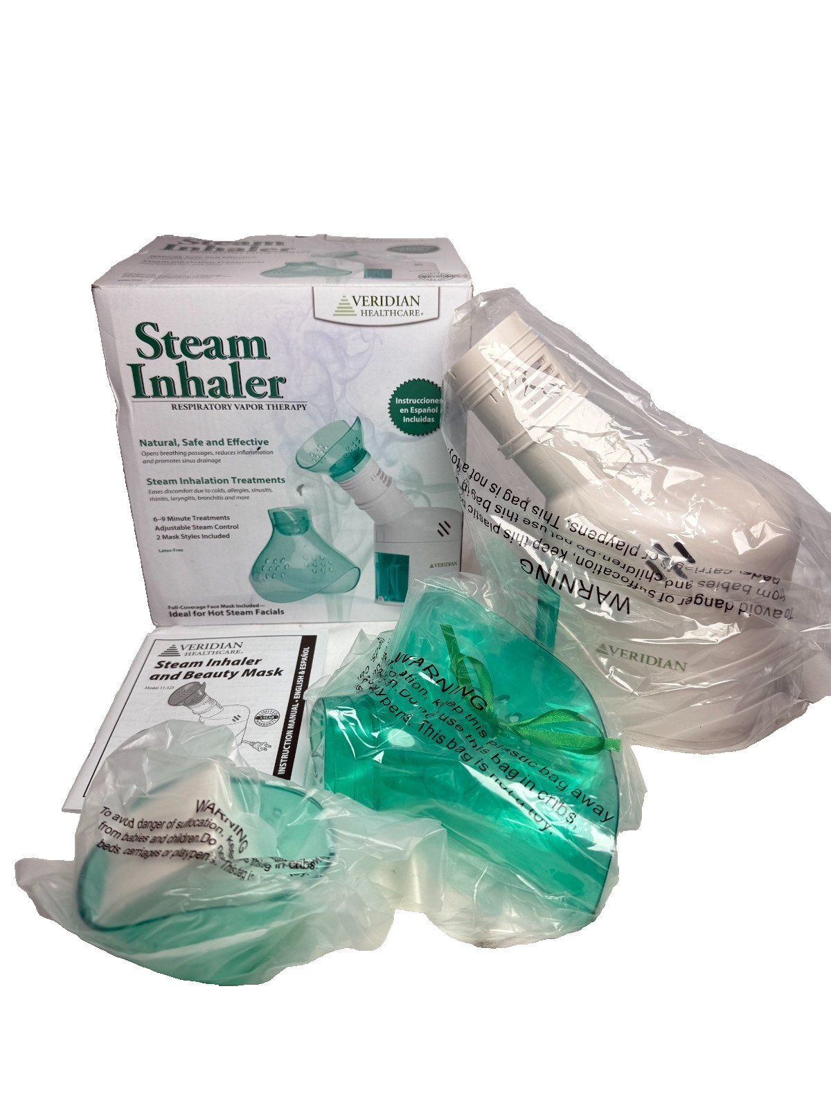 Veridian steam inhaler respiratory vapor cough relief and facial steamer