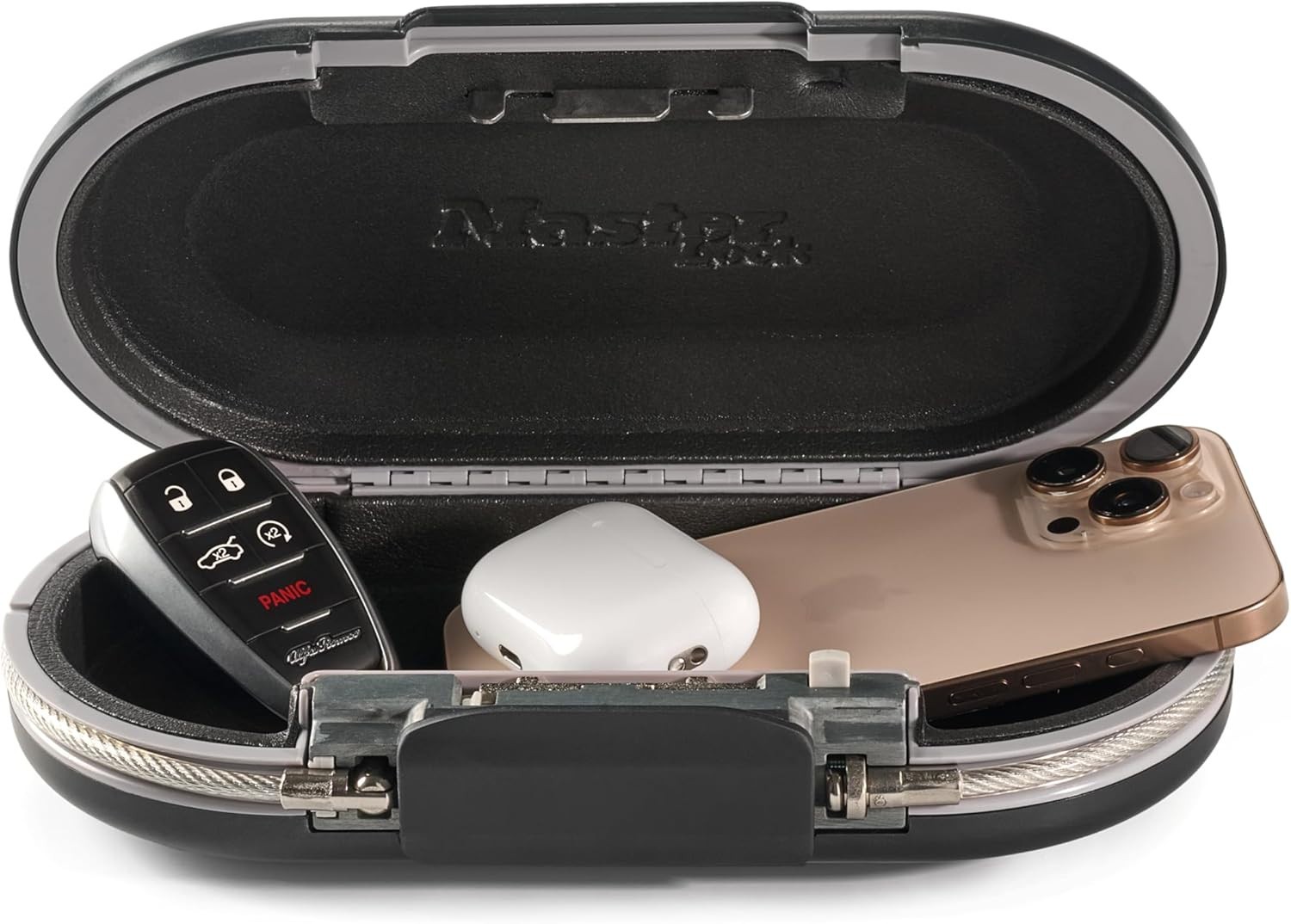 IN BOX  Master Lock 5900D Portable Lock Box Safe, Combo Lock, Gunmetal Grey