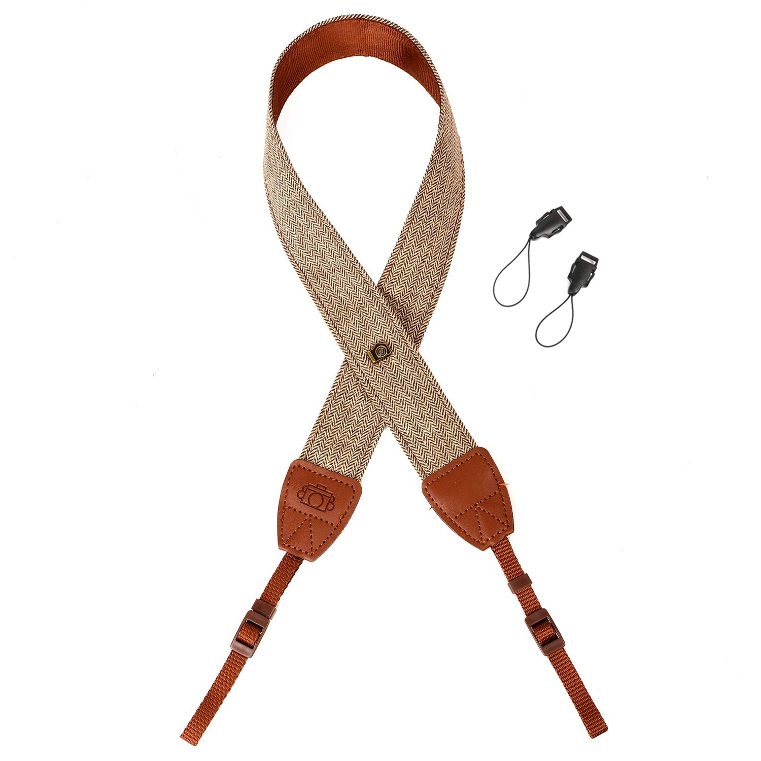 WANBY Camera Strap Canvas Brown Shoulder with Quick Brown,