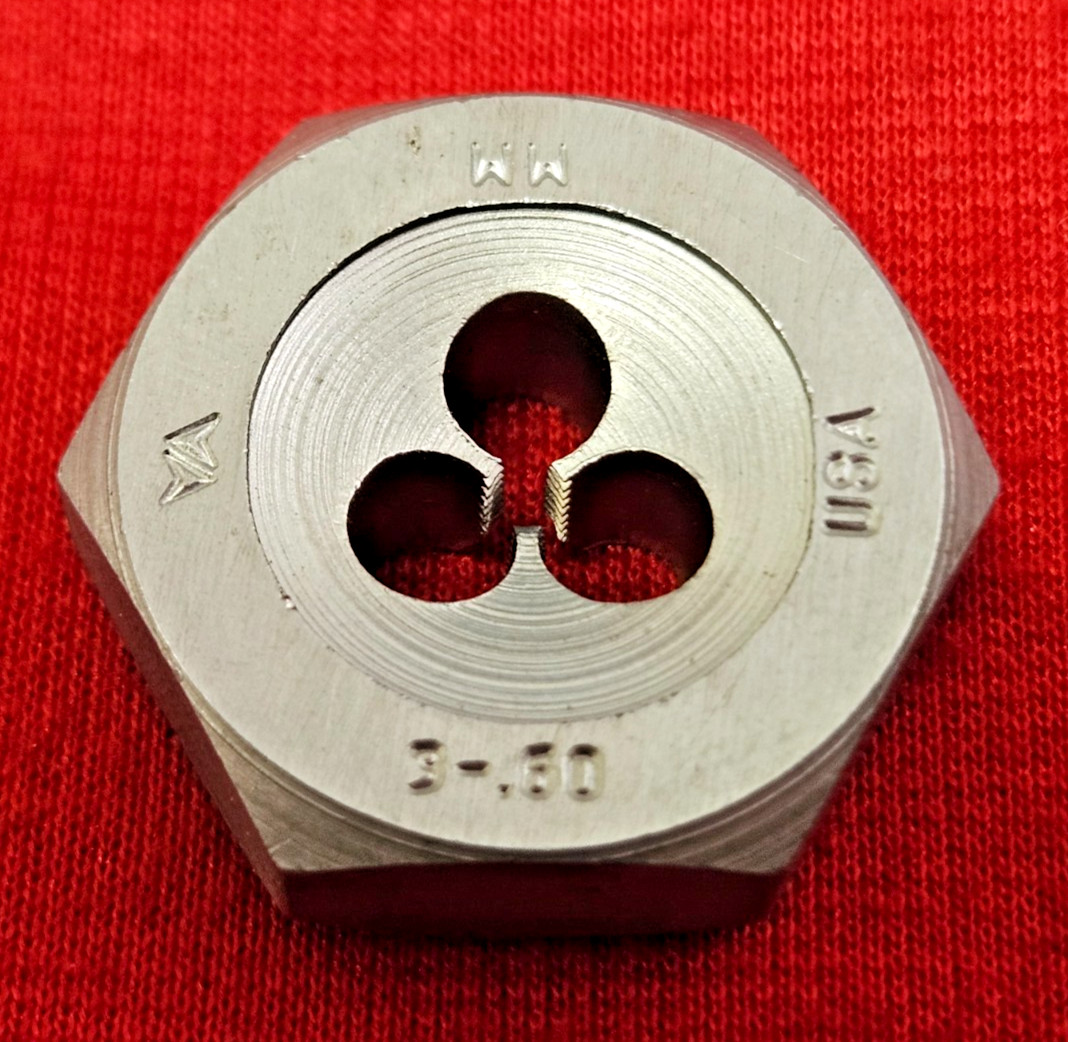 M3 X 0.60 Metric 1" Hex Die 3MM Carbon Steel A1 419-03060