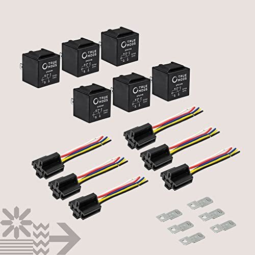 6 Pack Bosch Style 5-Pin 12V Relay Kit ,12 Volt Automotive Relays for Auto Fan C