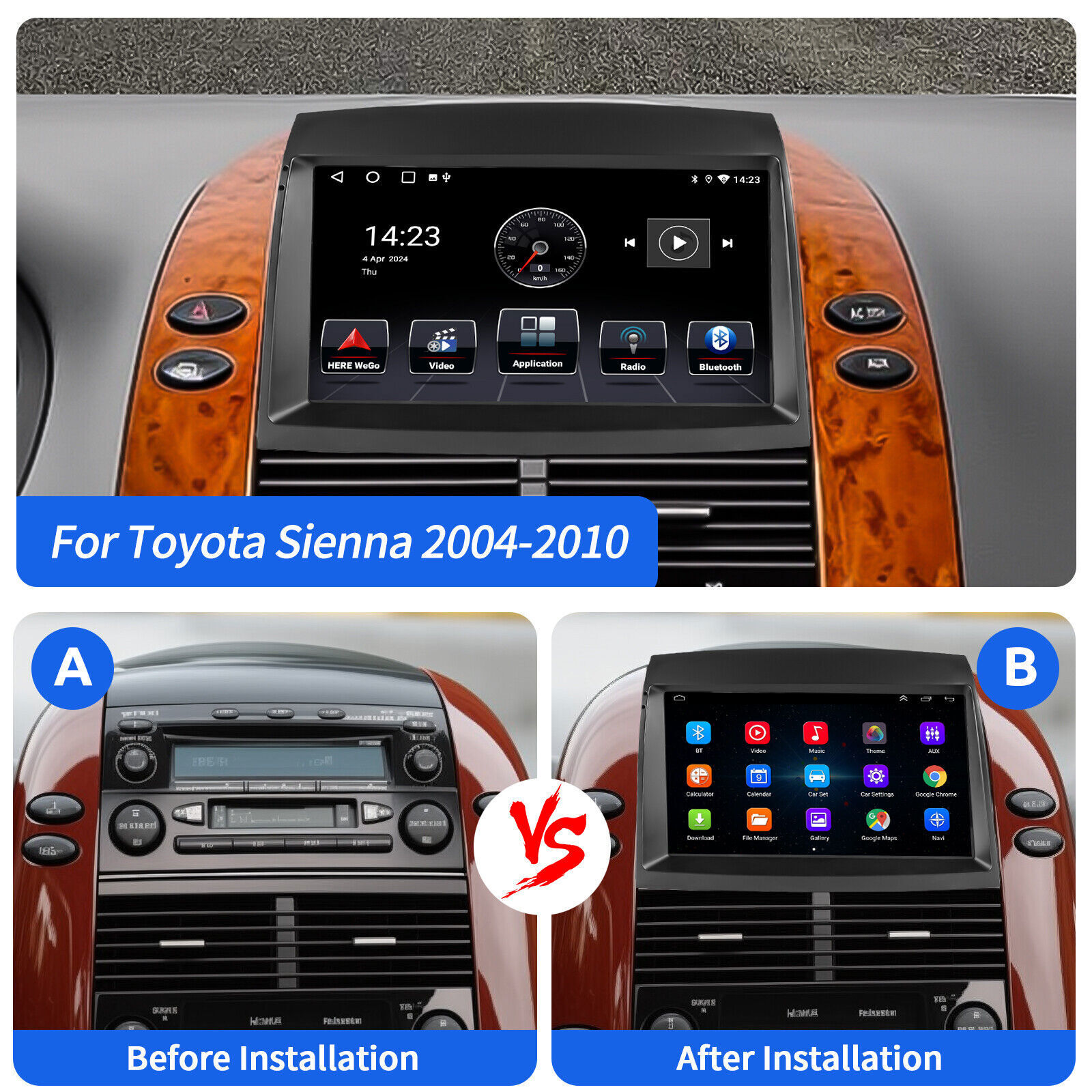 Apple Carplay Car Radio Stereo GPS WIFI For Toyota Sienna 2004-2010 Android 13.0