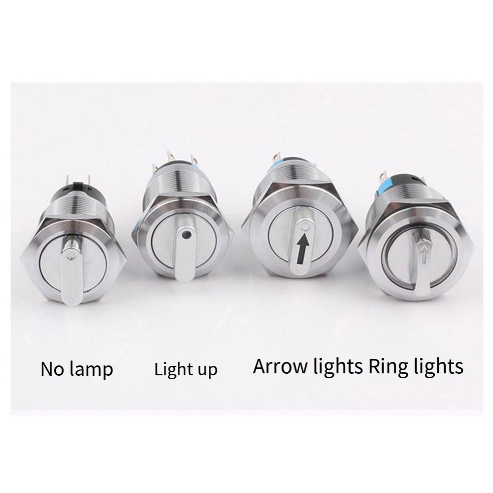 19mm Selector Rotary Switch Latching 3 Positions 2NO 2NC 12-24V With Wire socket
