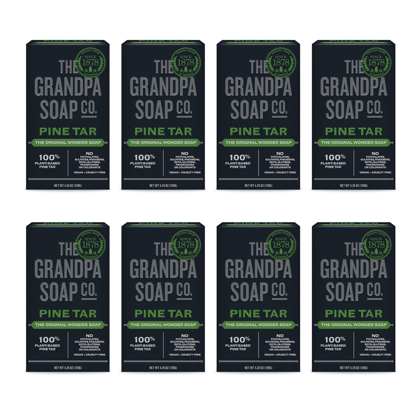 Pine Tar Bar Soap for Men, 4.25 Oz, 8 Pack - Cleanses  Moisturizes