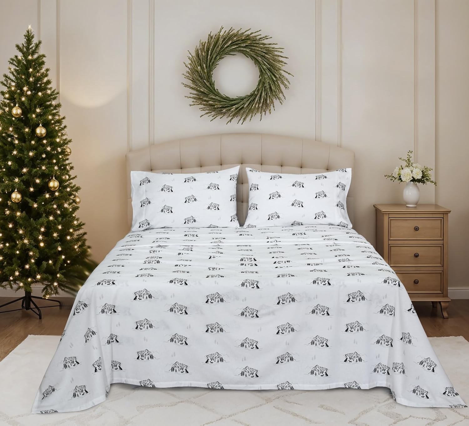 Flannel Sheets Twin Size 100% Cotton Double Brushed Twin Sheets Set Deep Pockets