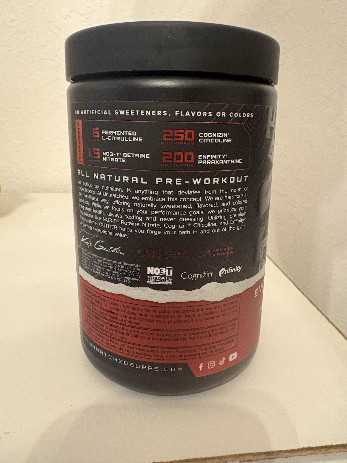 Unmatched Outlier Everyday Pre-Workout Powder Raspberry 20 Serv No Artificial