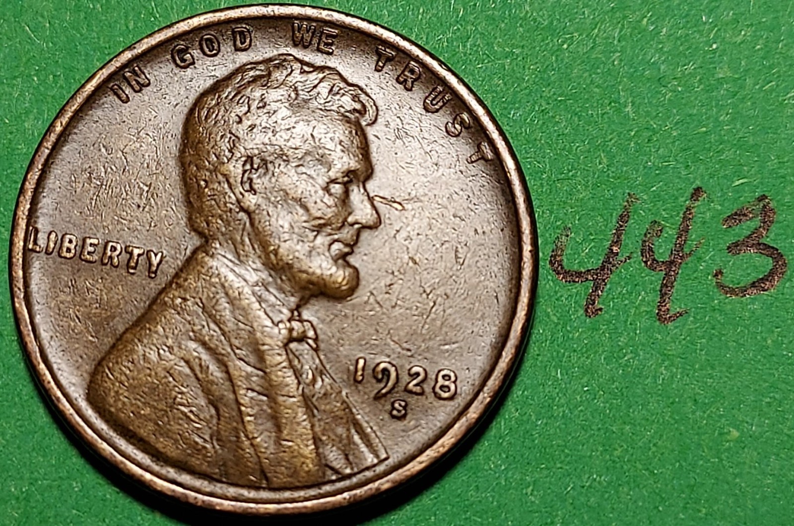 1928-S Lincoln Wheat Cent      EXTREMELY FINE   #443