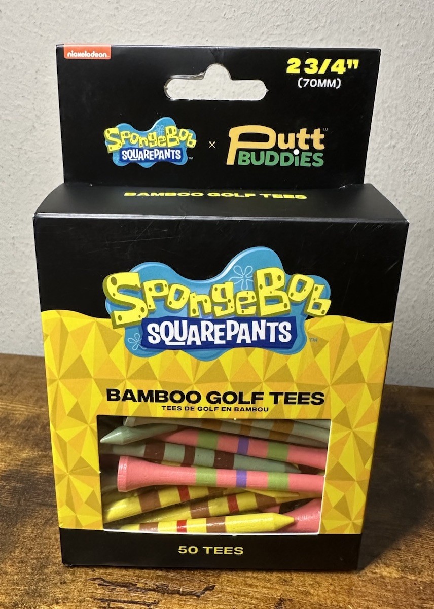 NEW Putt Buddies SpongeBob SquarePants & Friends 50 Bamboo Golf Tees 2 3/4"