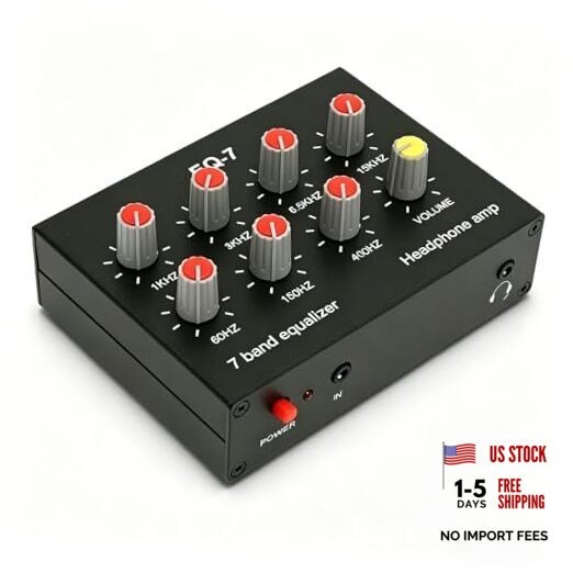 EQ-7 Audio Signal Headset Amplifier, 7 Band Car Audio Equalizer, Dual Channel