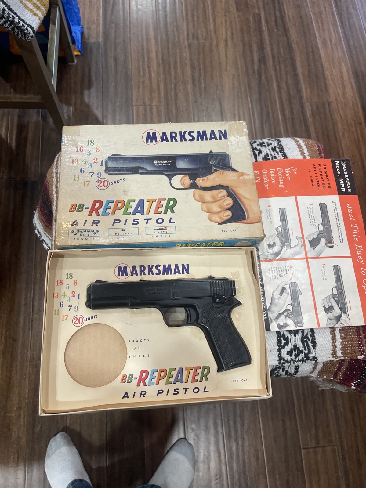 Vintage Marksman 1010 Repeater BB Air Pistol .177 Cal w/ Box  Working Made USA