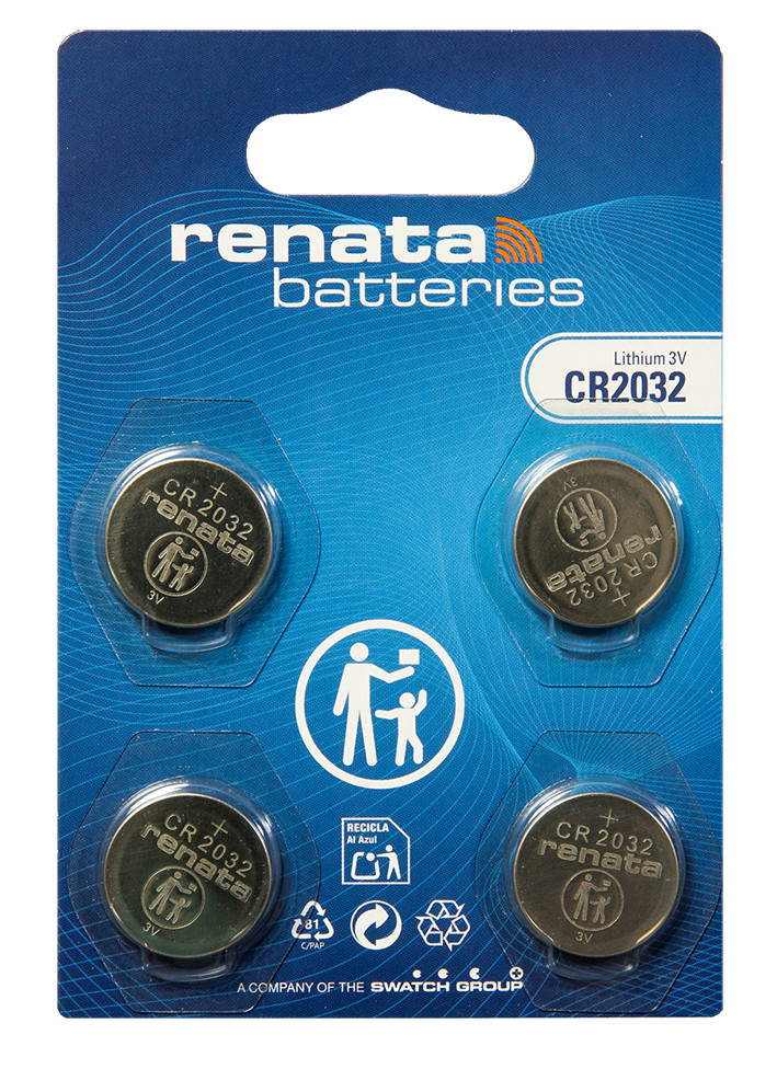 100 (25 cards of 4 each)  Renata CR2032 3V Lithium Coin Cells - EXP. 04/2032