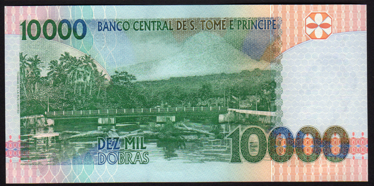 St. Thomas & Prince 10,000 Dobras 1996 Pick 66b Mint Unc