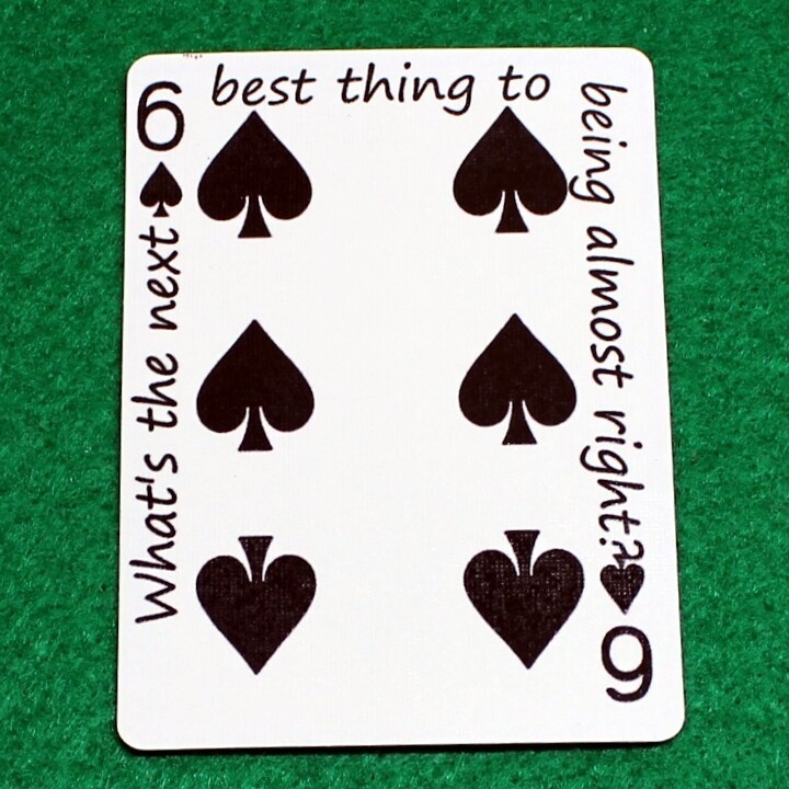 6 of Spades - What's the next best thing to bein, Bicycle Printed Gaff Card, Red