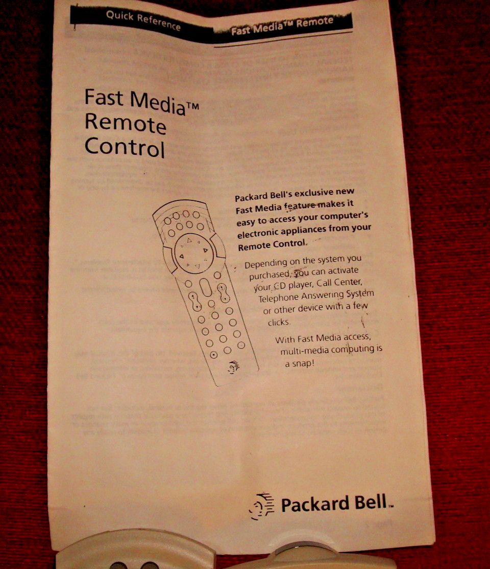 PACKARD BELL Fast Media Remote Control RS232 New in bag