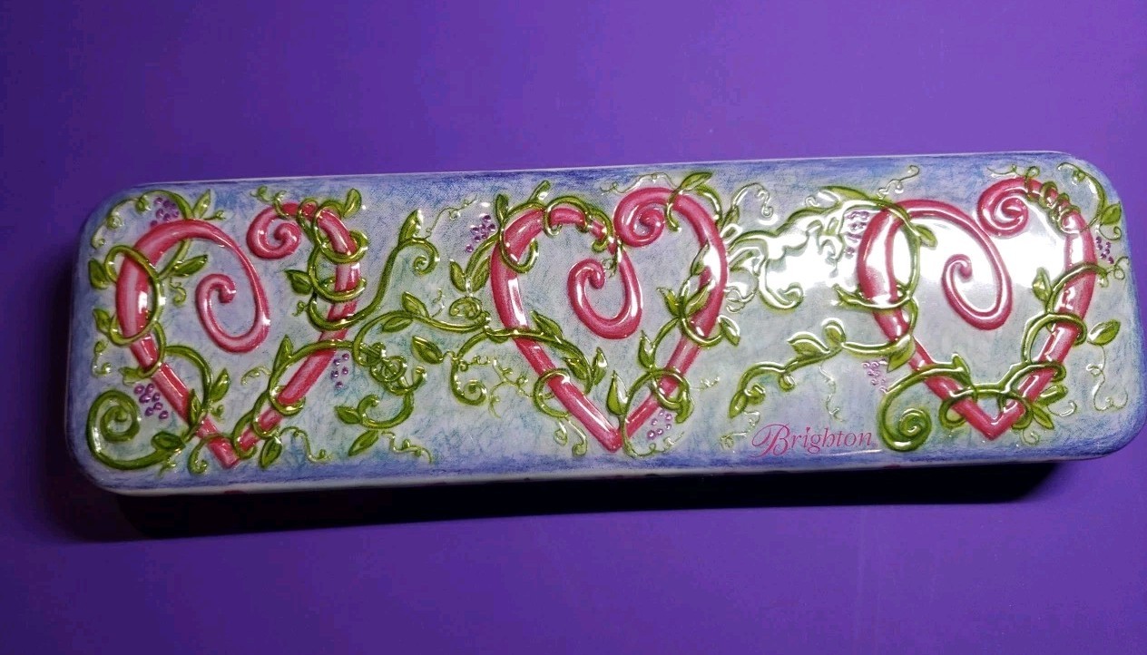 Brighton Watch Tin Featuring 3 Pink Hearts - No Watch 3x9.5"