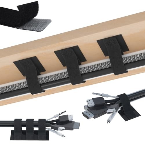 40 Pair Under Desk Cable Management, 120x20mm Enhanced Cord Holder, Adjustable