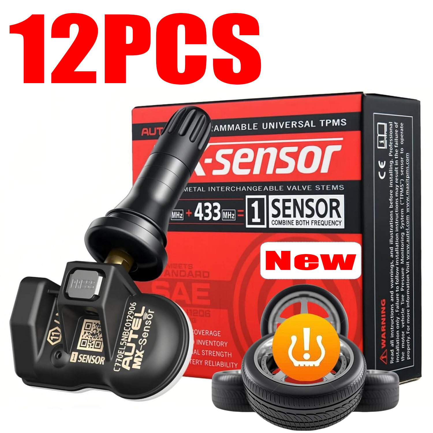 12PC Autel MX-Sensor 315&433MHz Programmable TPMS Universal Tire pressure Sensor