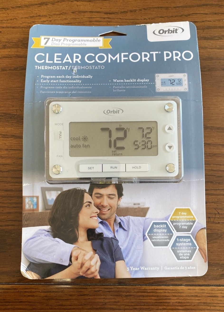 Orbit Thermostat  83521  Clear Comfort Pro Programmable  Large Easy To Read  NEW
