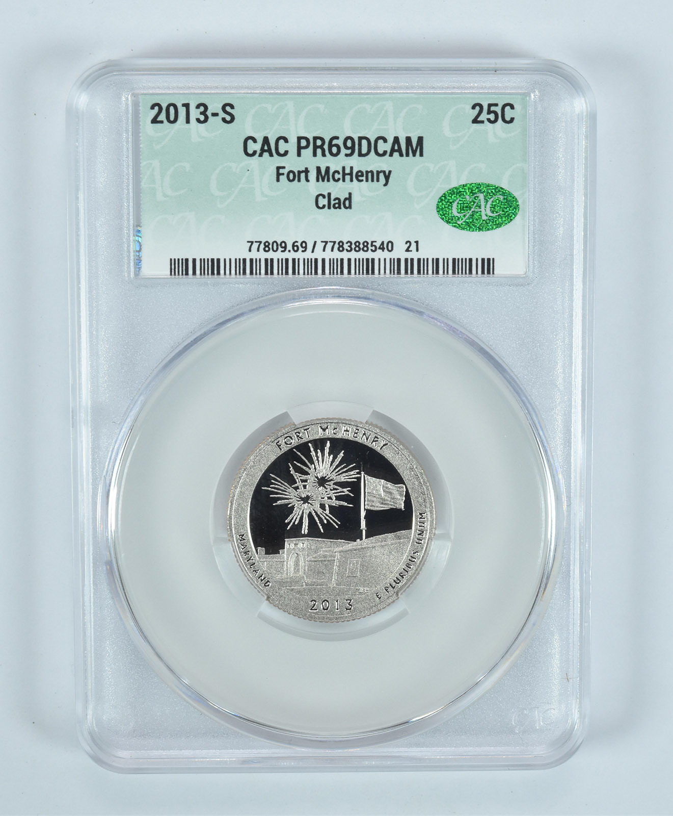 2013-S Washington Quarter Fort McHenry CLAD ATB PR69 DCAM CAC CACg