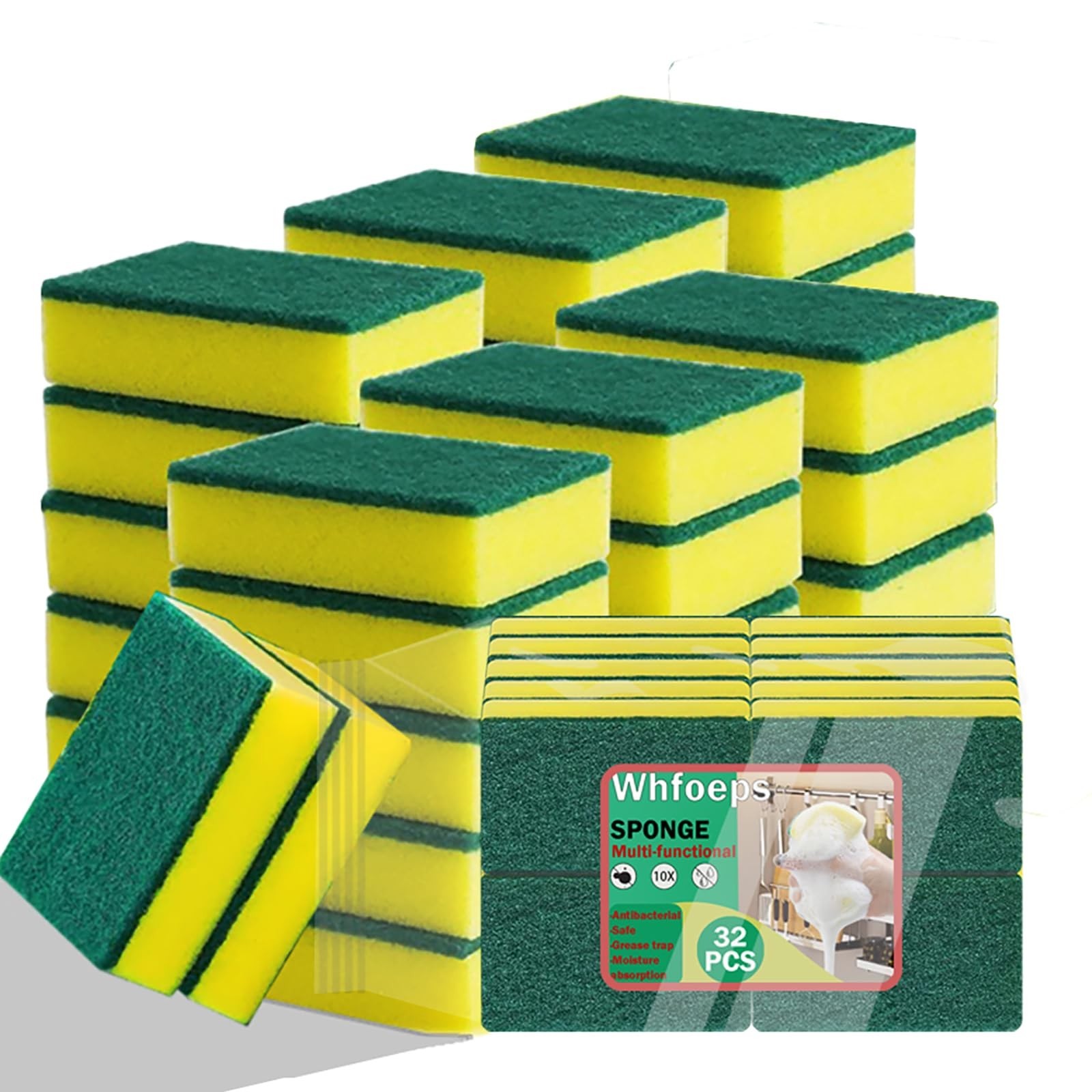 Kitchen Scrub Sponges 32 Count, Non-Scratch Scrub Dish Sponges for Cleaning, ...