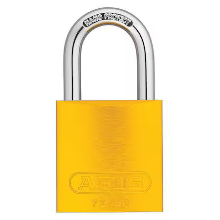Abus 72 /40 Ka Yellow Lockout Padlock, Keyed Alike, Aluminum, Yellow, 1 In