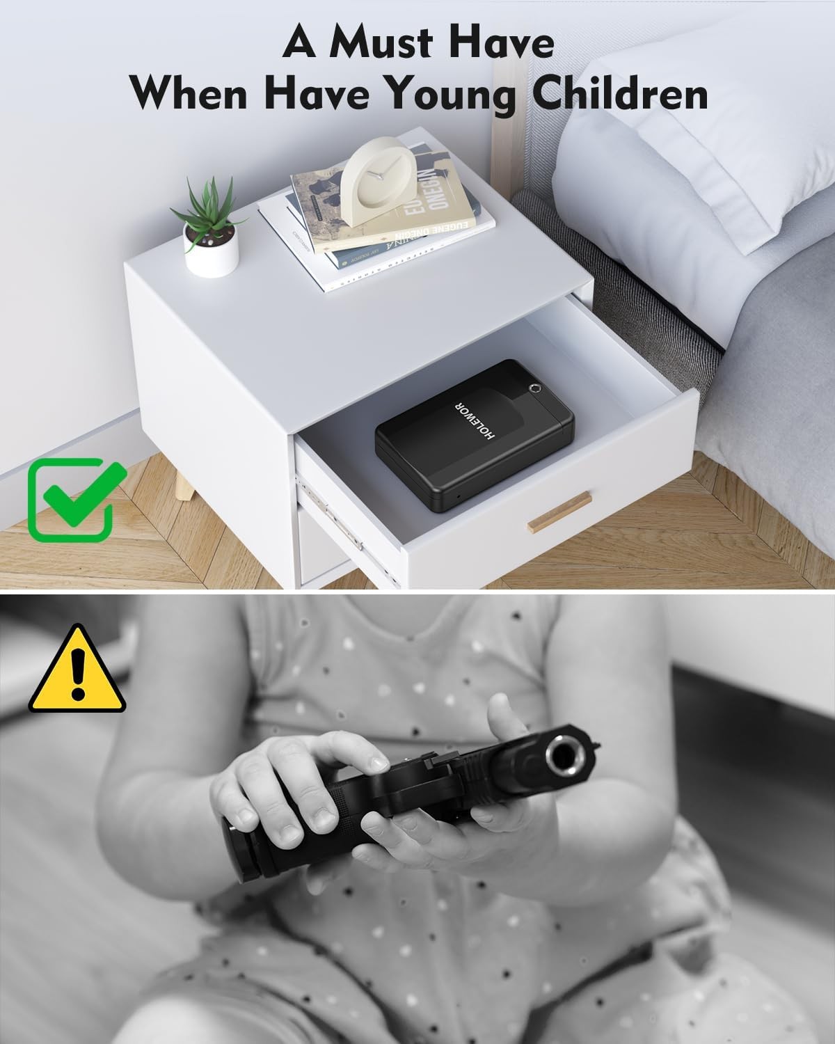 HOLEWOR Biometric Gun Safe Fingerprint Quick Access Portable
