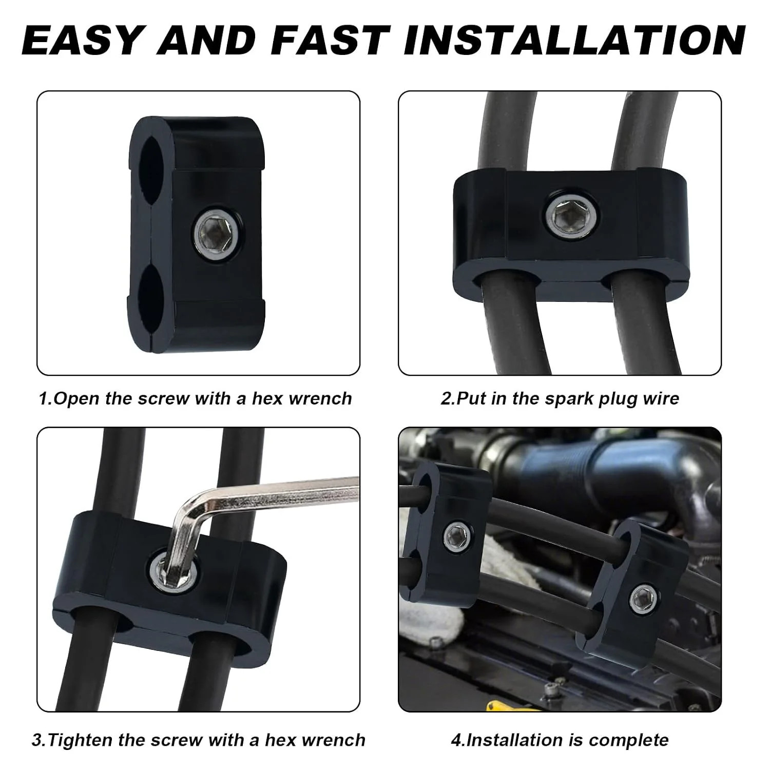 Spark Plug Wire Separator Divider Kit-Black 12PCS | for 8mm 9mm 10mm Wire,Fixed