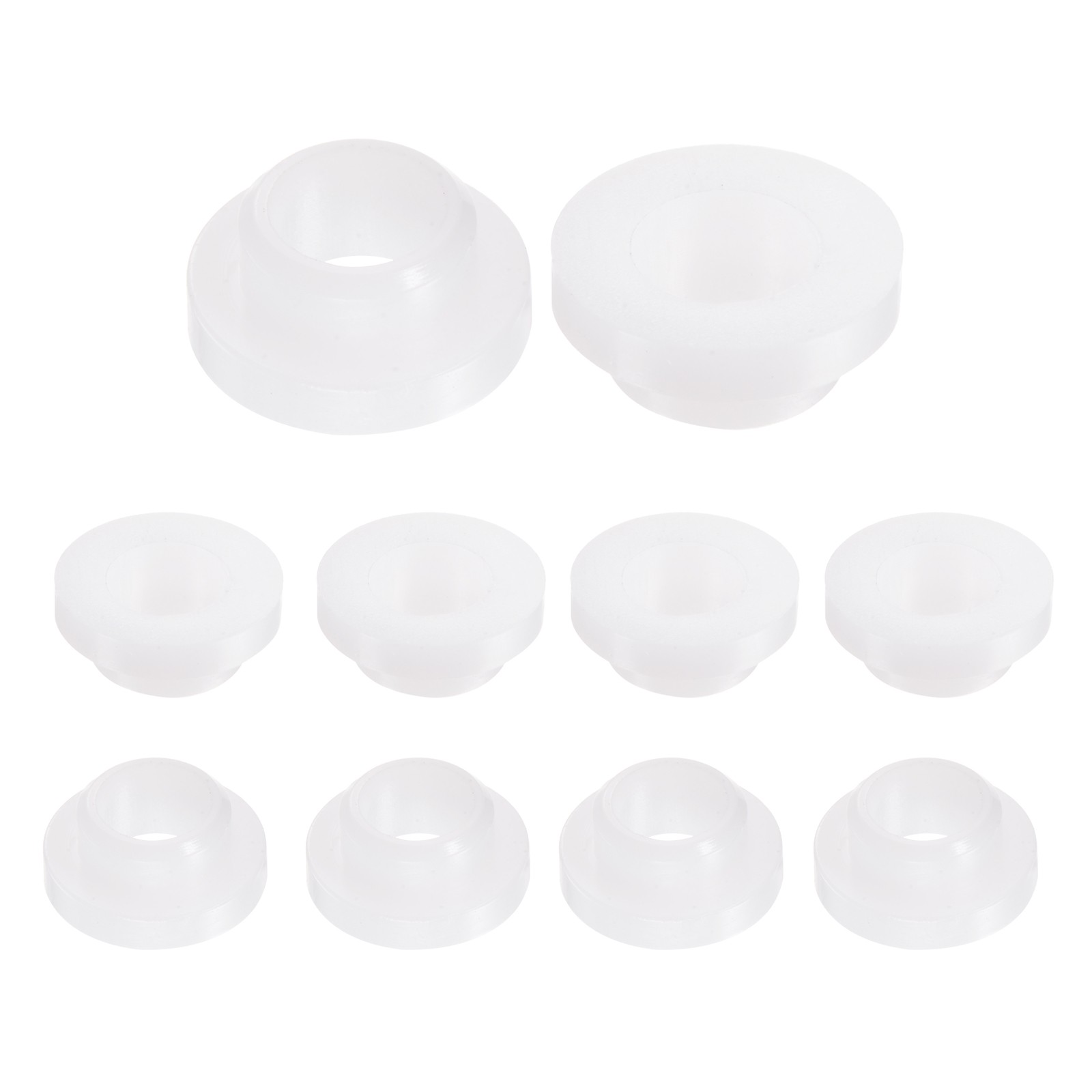 10pcs Flanged Sleeve Bearings 8mm ID 11mm OD 7mm Length Nylon Bushings, White