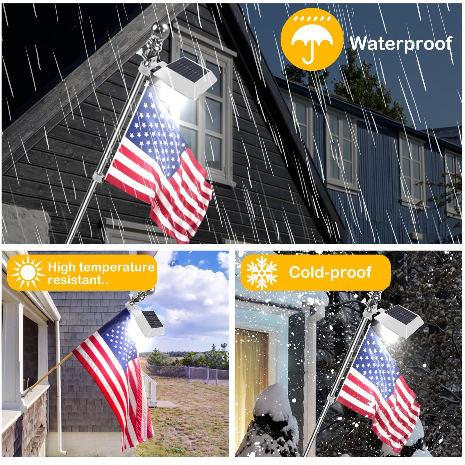 Solar Flag Pole Light, Bright White 6000k Flagpole Light Upgrade Solar Powere...