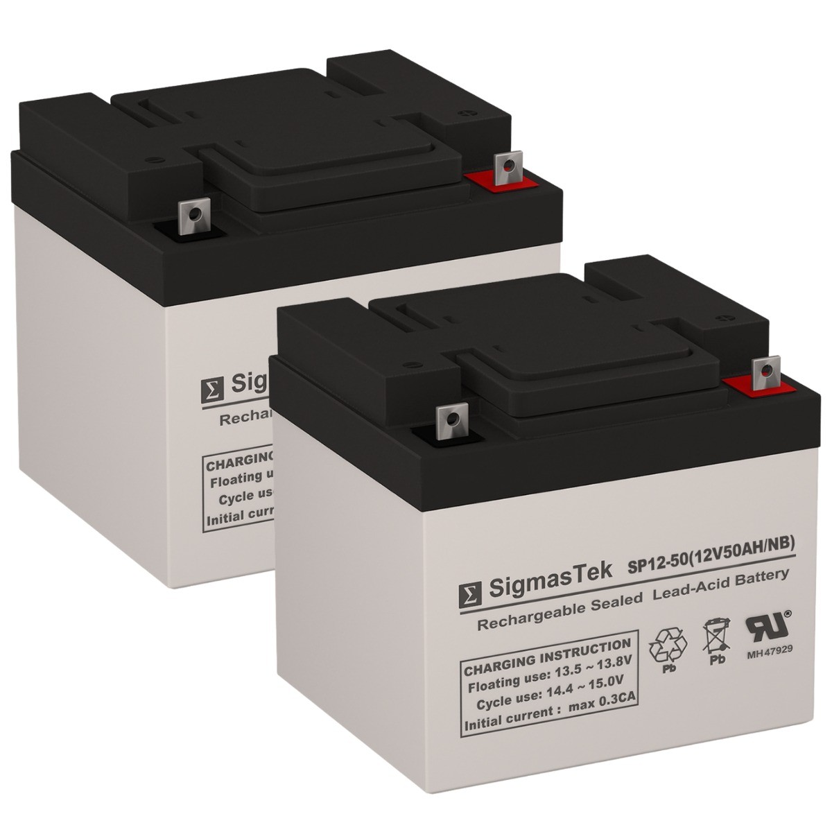 Set of 2 SigmasTek SP12-50 (NB) 12V 50Ah NB Rechargeable SLA AGM Batteries