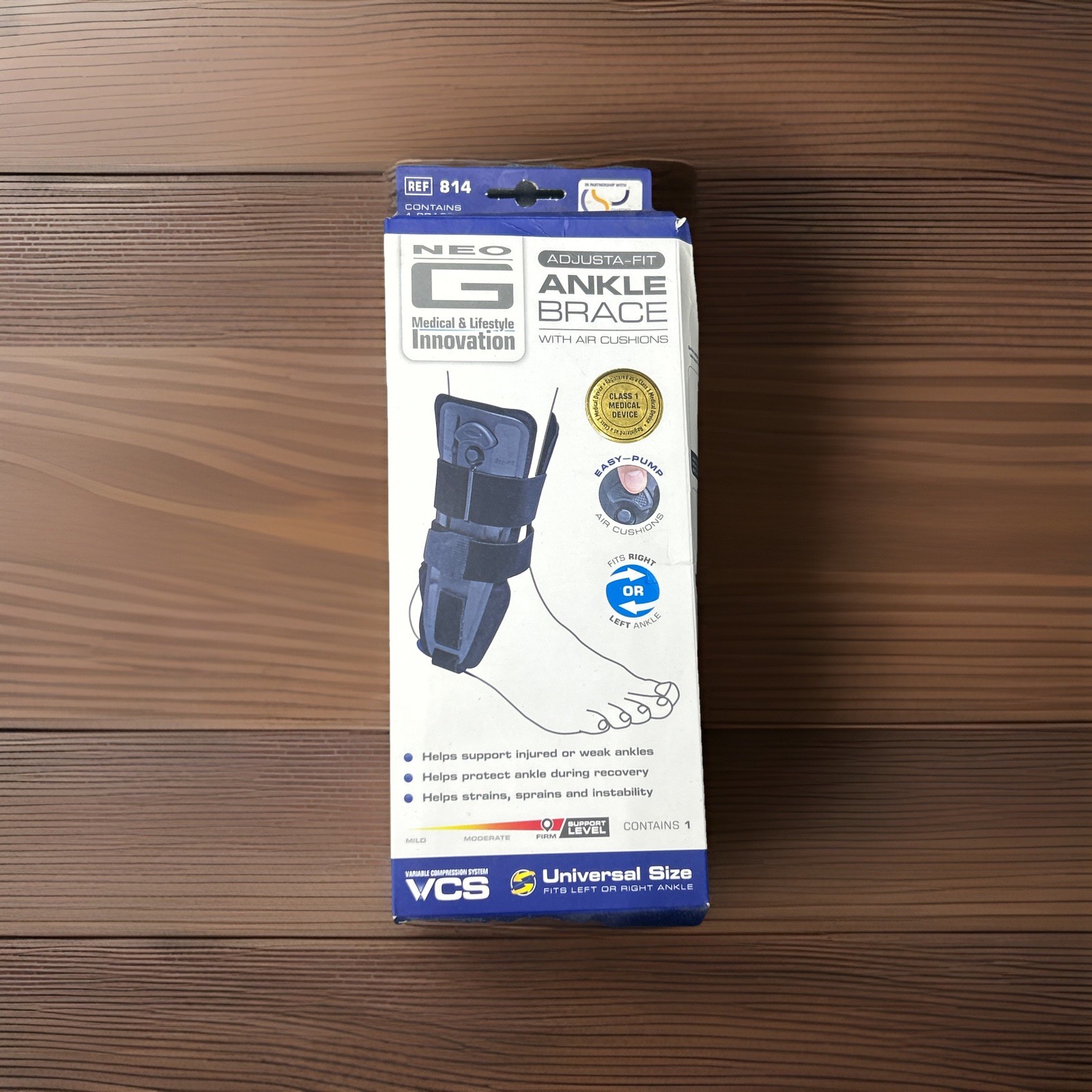 NEO G ADJUSTA FIT ANKLE BRACE WITH AIR CUSHIONS One Size