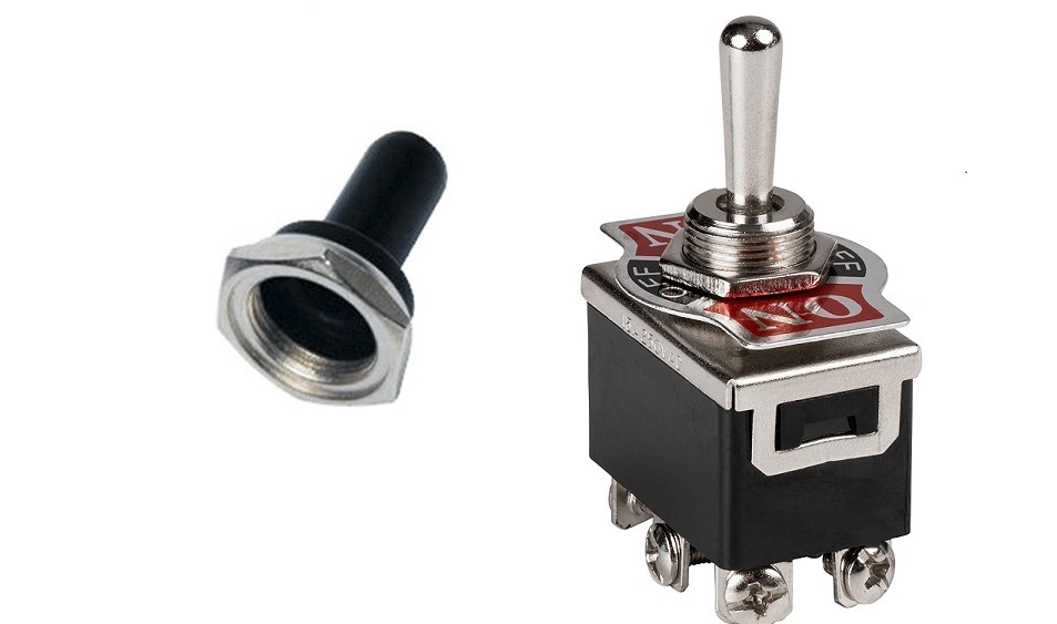 1 PC DPDT HEAVY DUTY TOGGLE SWITCH 20AMP@125V - SOFT RUBBER COVER # 66-1806/5002