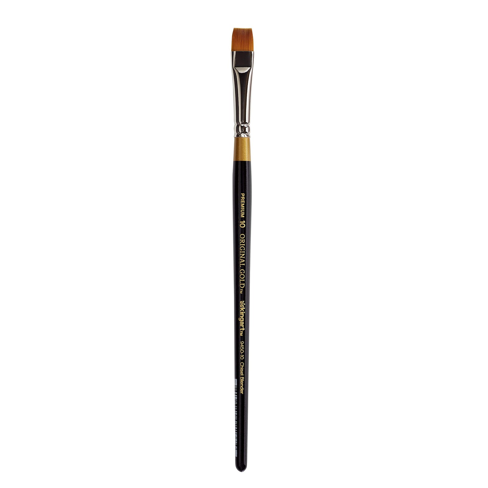 KINGART 10 Chisel Blender Bright Artist Brush Metal Black Standard Decorative
