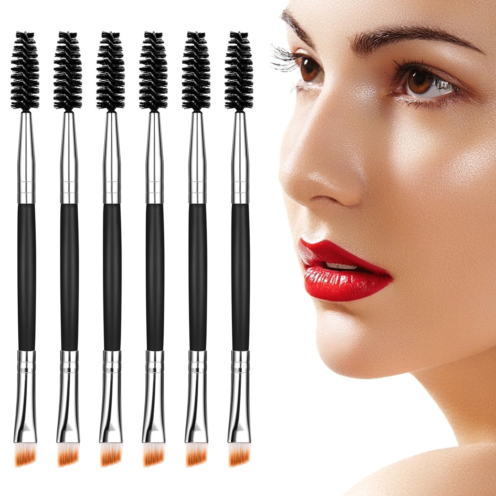 Yoizyfree 6 pcs Duo Eyebrow Brush,Eyelash Brush Mascara Wands Spoolie Brushes fo