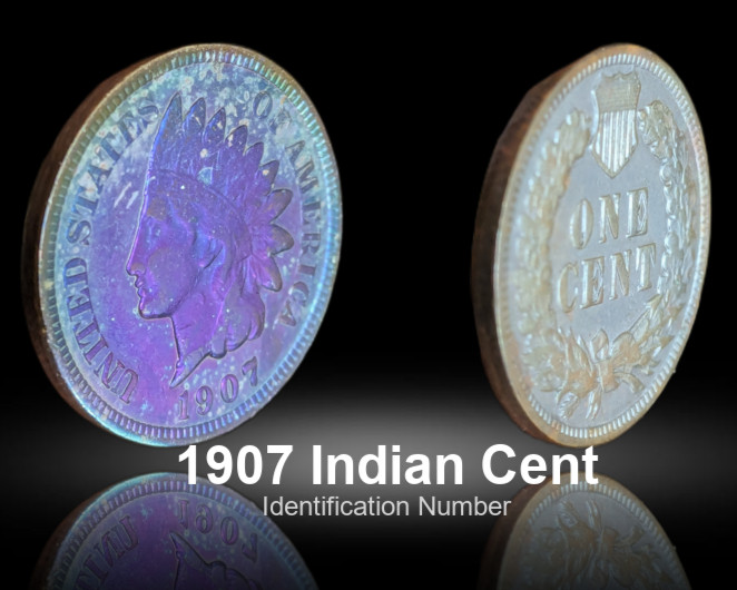 1907 Indian Head Penny Cent Purple Color TONED