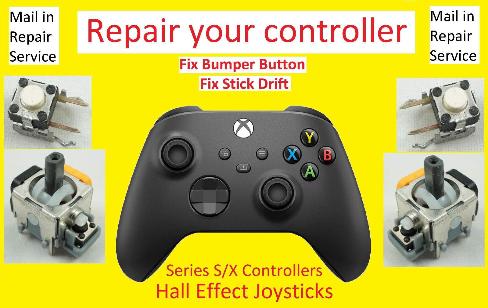 Repair Service Fix Your Xbox 360 One Series Controller Stick Drift - Hall Effect