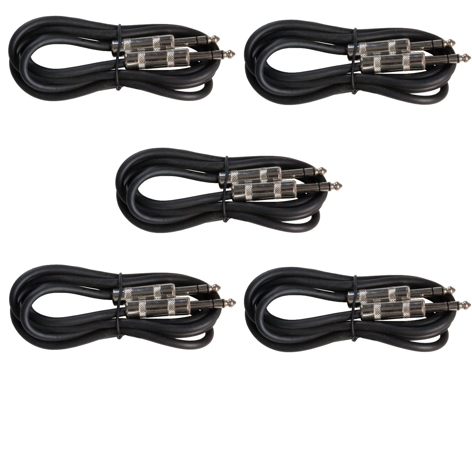 5 PACK 6 FOOT FT 1/4 TO 1/4" TRS balanced shielded PA PRO AUDIO patch cable cord