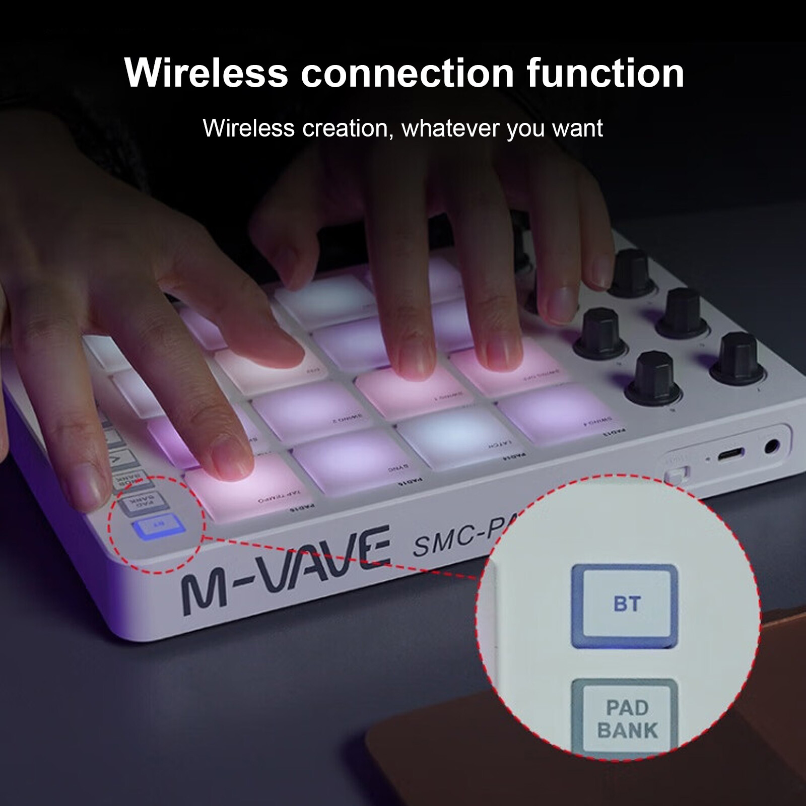MIDI Controller Strike Pad 16 RGB Backlit Beat Pads 8 Assignable Knobs H7P3