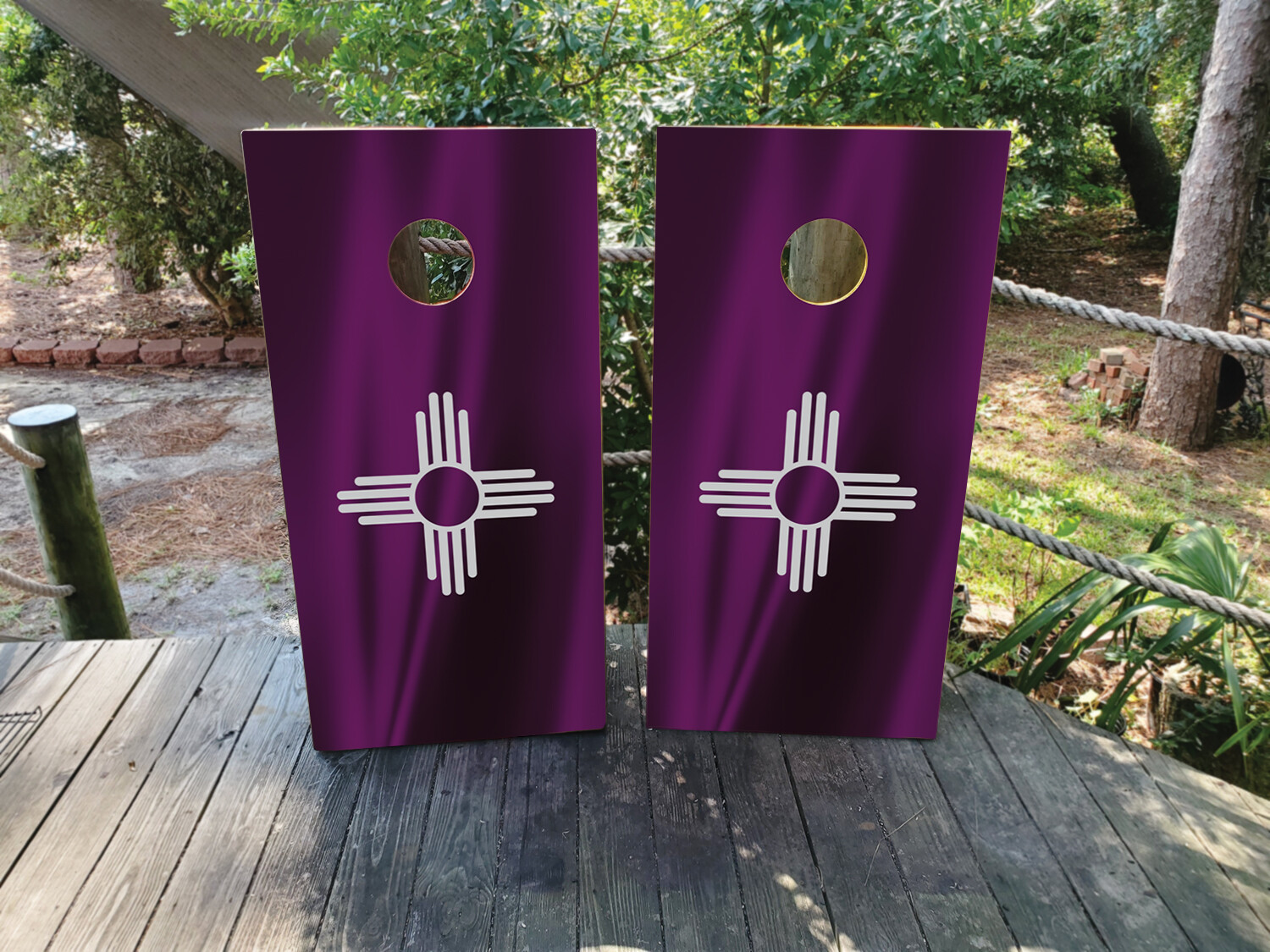 FADEPROOF Cornhole Board Wraps Laminated   / Purple Zia Flag