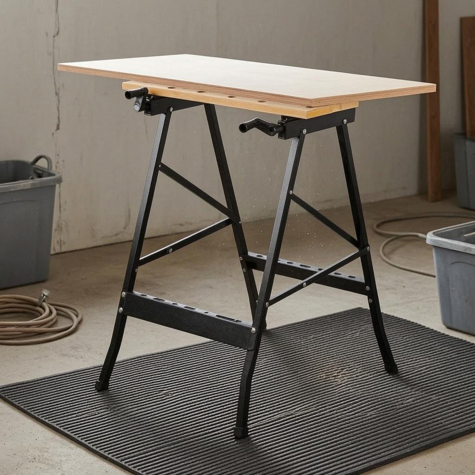 Folding Work Table Foldable Portable Work Table Adjustable Opening for Workshop