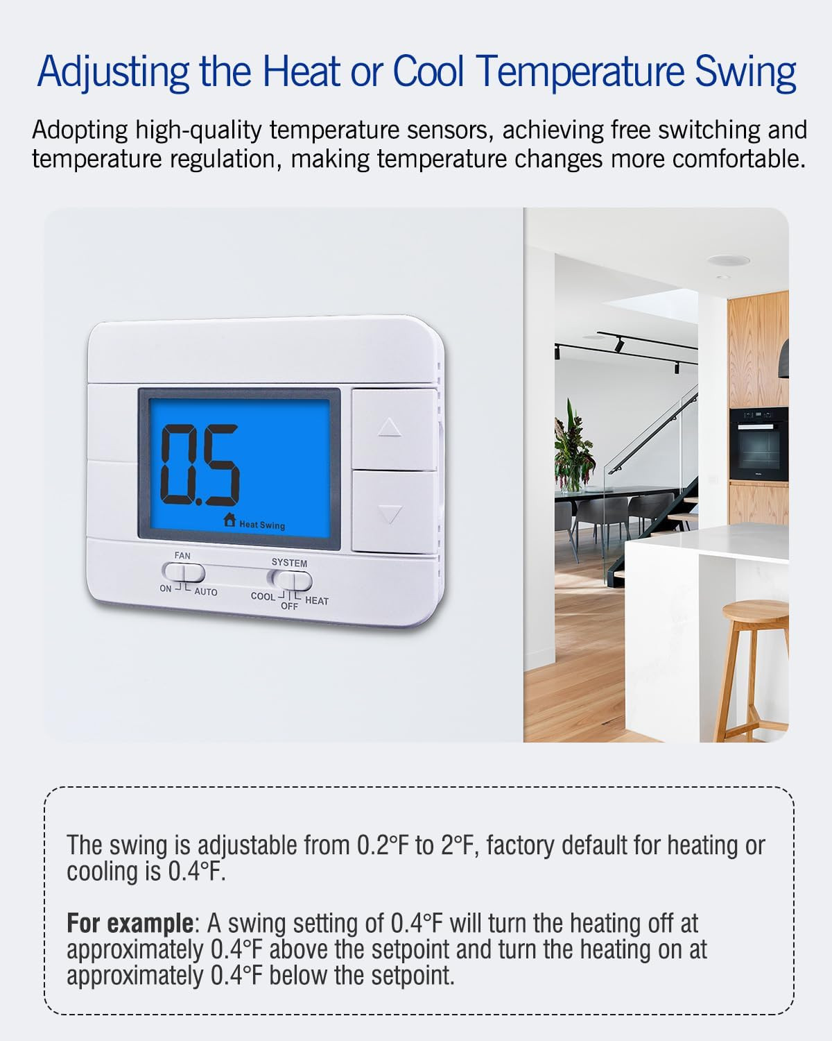 Non Programmable Thermostat for Home 1 Heat/ 1 Cool Single-Stage System, Tempera