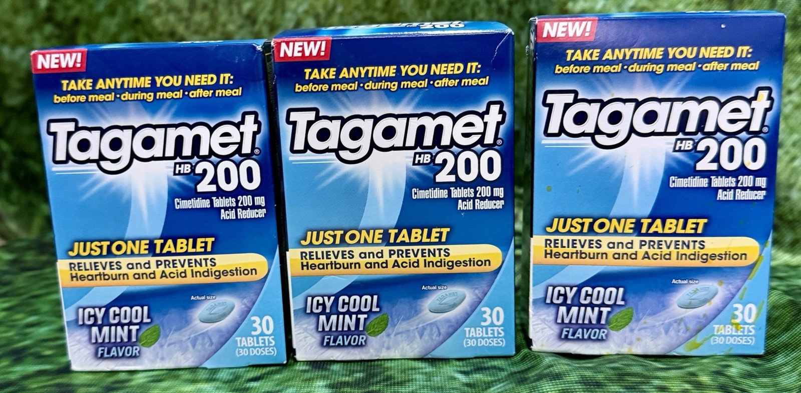 (3) Tagamet HB 200 mg Cimetidine Acid Reducer, Icy Cool Mint 30ct EXP 06/2026