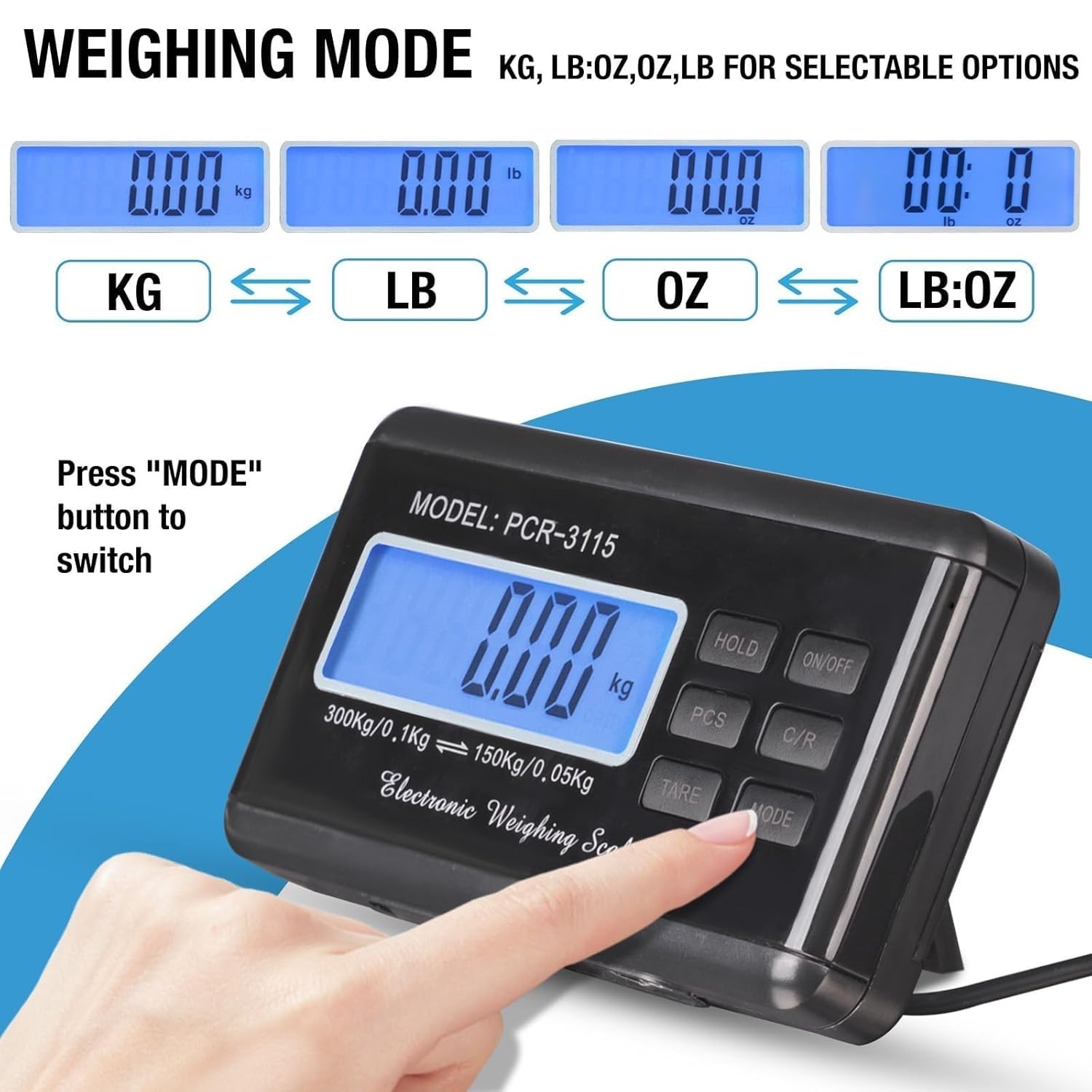 Shipping Scale 660lbs LCD Digital Platform Heavy Duty Portable Stainless Plat...