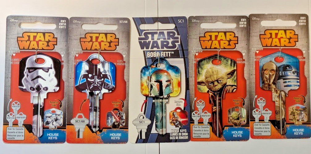 Disney STAR WARS Blank Keys Kwikset or Schlage YODA VADER C3PO R2D2 BOBA FETT