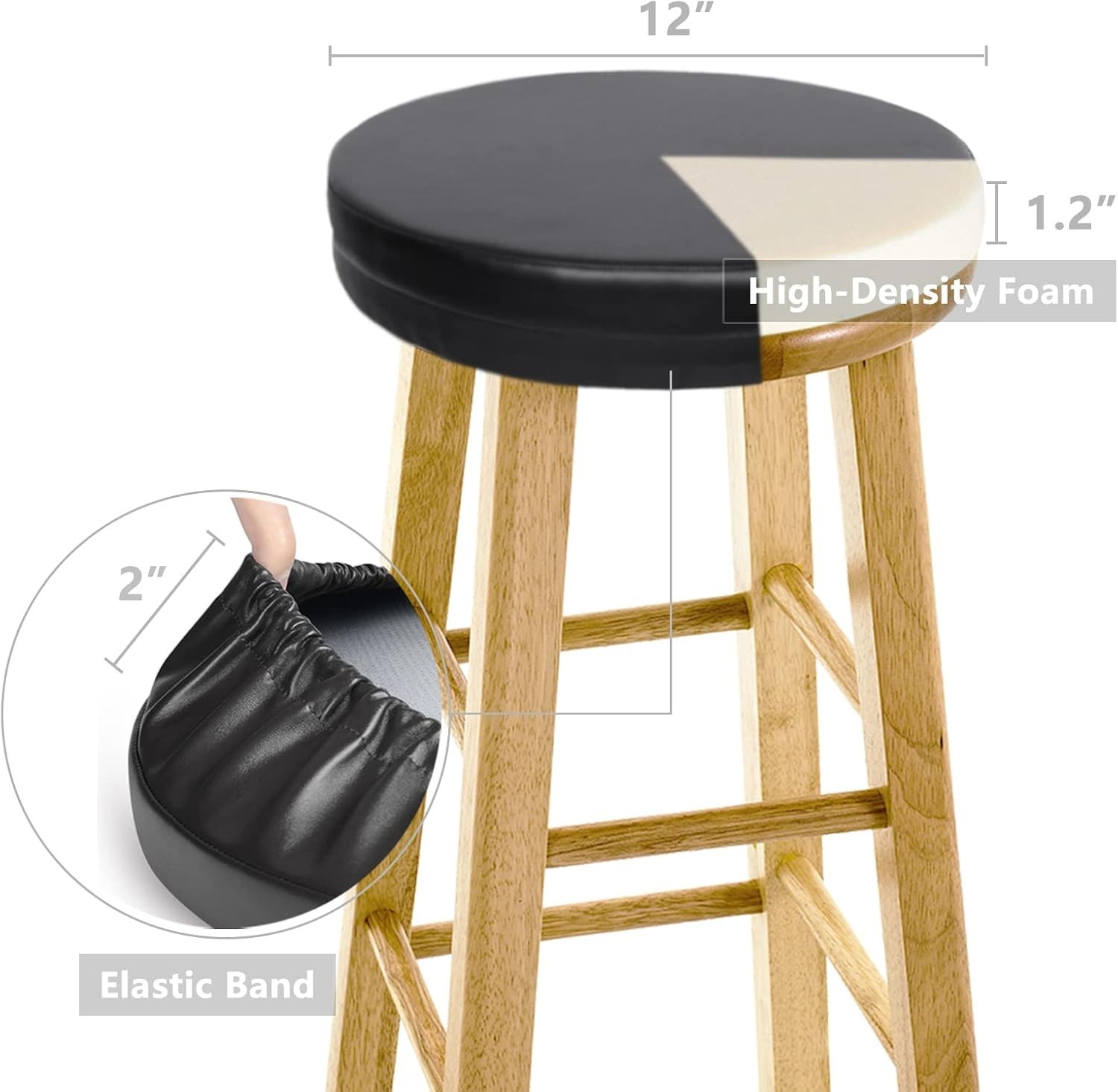 "Bar Stool Cushion round Foam Padded Seat Cushions Waterproof Leather Bar Stool