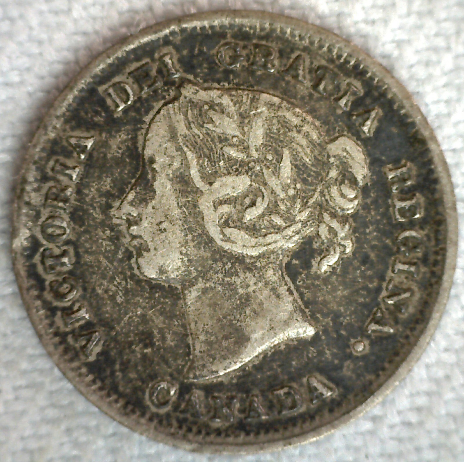 1891 Canada Silver Five Cents Coin 5c Canadian Very Fine Circulated Victoria