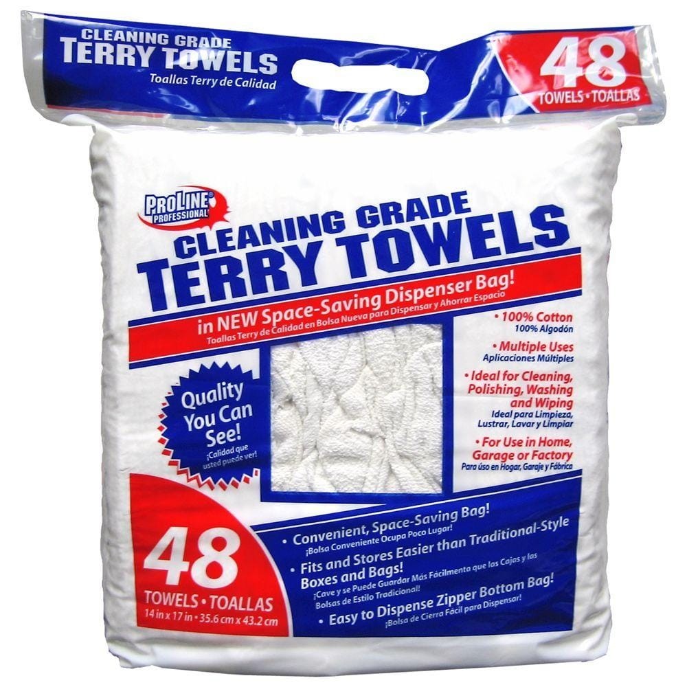 ProLine Terry Towels Cleaning-Grade Cotton White Absorbent Dispenser (48-Pack)