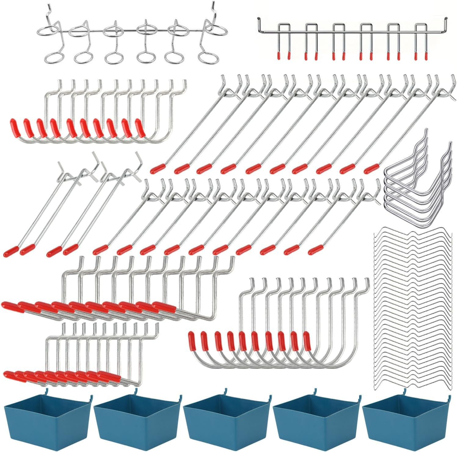 Craft Room Pegboard Organizer Kit - 114 Pcs Metal Pegboard Hooks & Accessories w