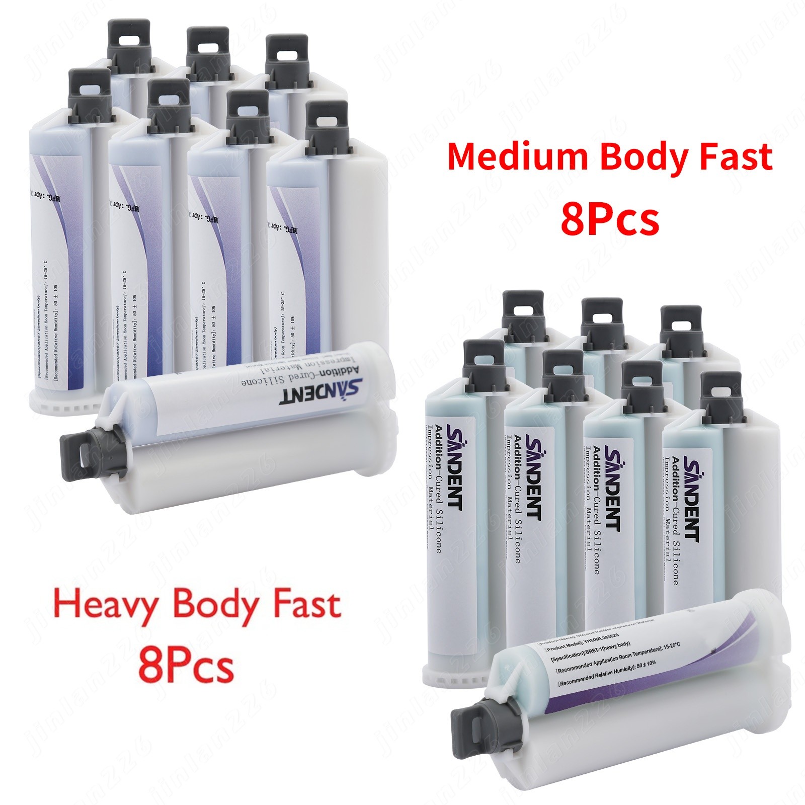 8 Sets Dental Impression Material VPS PVS-Medium/Heavy Body Fast Set 50ml USA