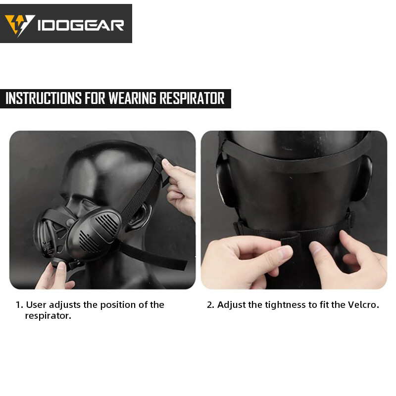 IDOGEAR Tactical Bilateral Respirator Half Face Mask Facepiece Airsoft Mask Camo